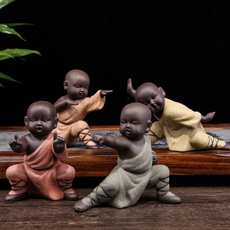 1pc Kung Fu Monk Decor Statue Temple Style Figurines