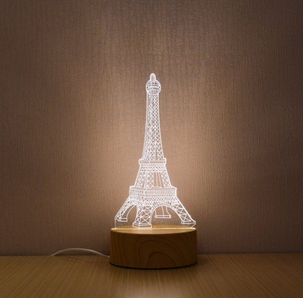 3D LED Lamp Creative Wood grain Night Lights Novelty Illusion Night Lamp 3D Illusion Table Lamp For Home Decorative