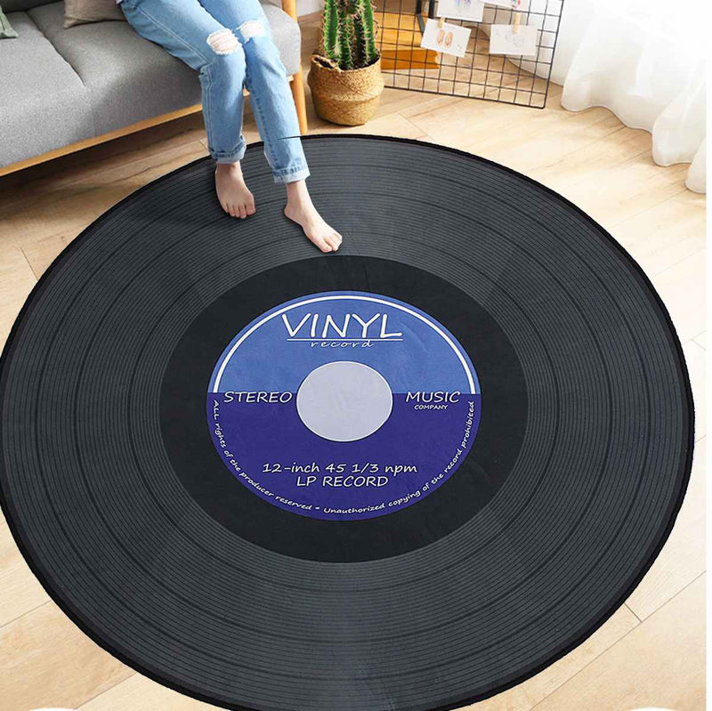 4 Types Round Carpet Rugs 3D Vinyl Record Printed Carpets Floor Mat For Bedroom Living Room Anti slip Home Decoration