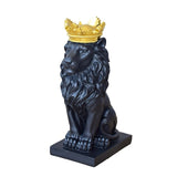 Abstract Crown Lion Sculpture Home Office Bar Male Lion Faith Resin Statue