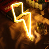 New LED Neon Sign Lightning Shaped USB Battery Operated Night Light Decorative Table Lamp For Home Party Living Room decoration