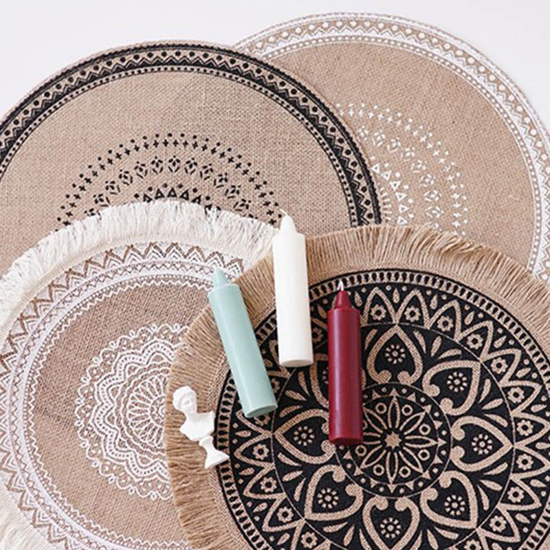 Round Embroidery Table Placemat Nordic Style Non-slip placemat Heat Insulation Furniture Decoration mat Coffee Cup Mats