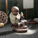 Little Monk Censer Creative Home Decor Small Buddha Incense Holder Backflow Incense Burner Use Home Office 50pcs Incense Cones