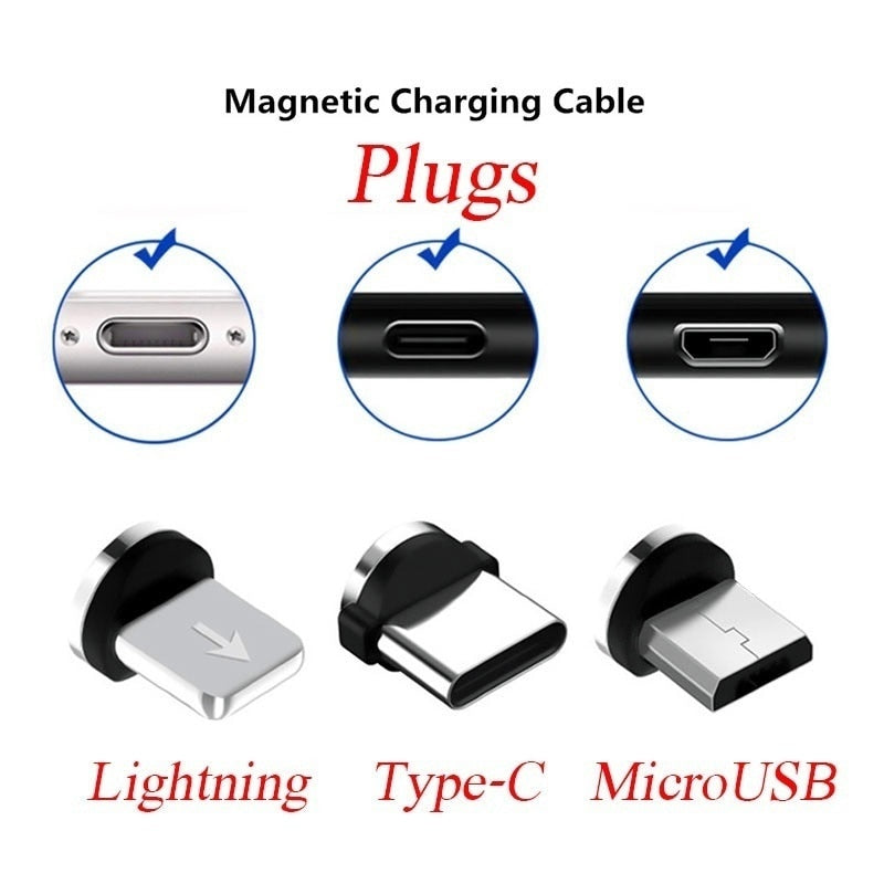 3Pcs Magnetic Plug Charging Cable Adapter