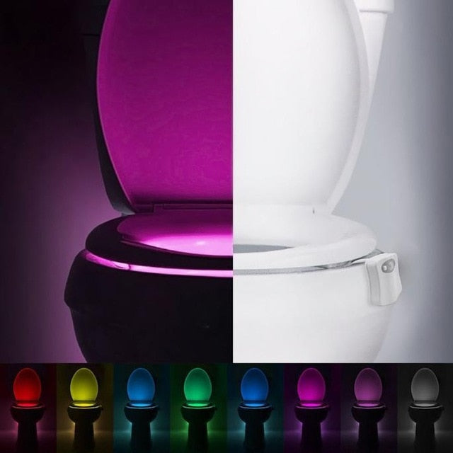 16/8 colors changing Body Sensing Automatic LED Motion Sensor Night Lamp Toilet Bowl Bathroom Light