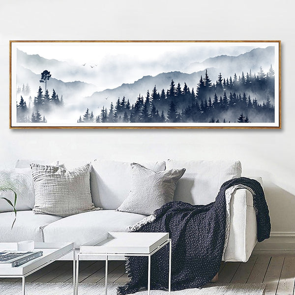 Modern Landscape Fog Forest Mountain Nordic Poster Prints Wall Art Canvas Paintings POP Pictures for Living Room Home Decorative