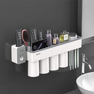 LEDFRE Toothpaste holder suction cup Wall Mounted Toothpaste Squeezer Holder Cleanser Storage Rack Bathroom Accessories Set