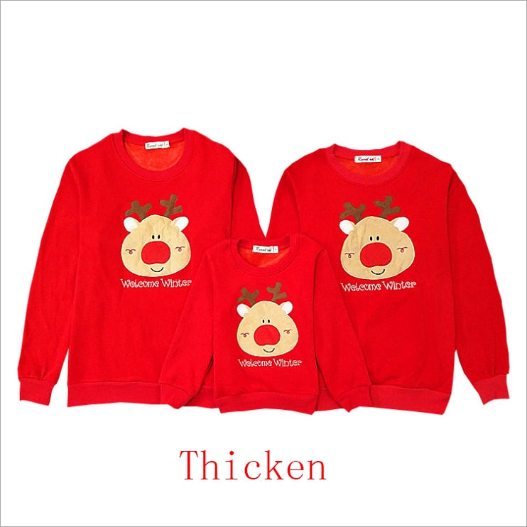 Cute Deer Pullover Tops Pants Sets Family Clothes