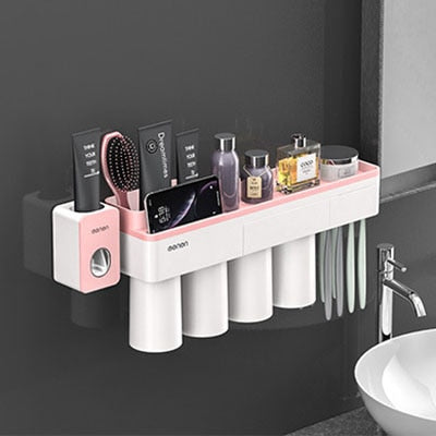 LEDFRE Toothpaste holder suction cup Wall Mounted Toothpaste Squeezer Holder Cleanser Storage Rack Bathroom Accessories Set