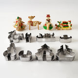 Cookie Cutter Dropshipping 8 Pcs 3D Christmas Scenario Stainless Steel Cookie Cutter Set Cake Biscuit Mould Fondant Cutter