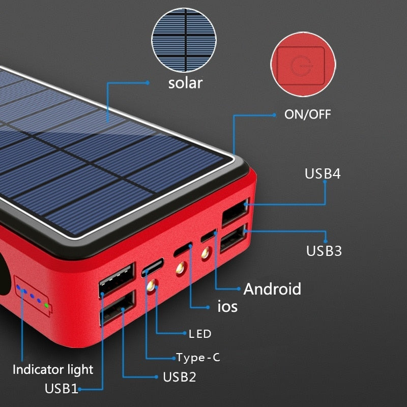 Wireless Solar Power Bank +3 LED (night) Light