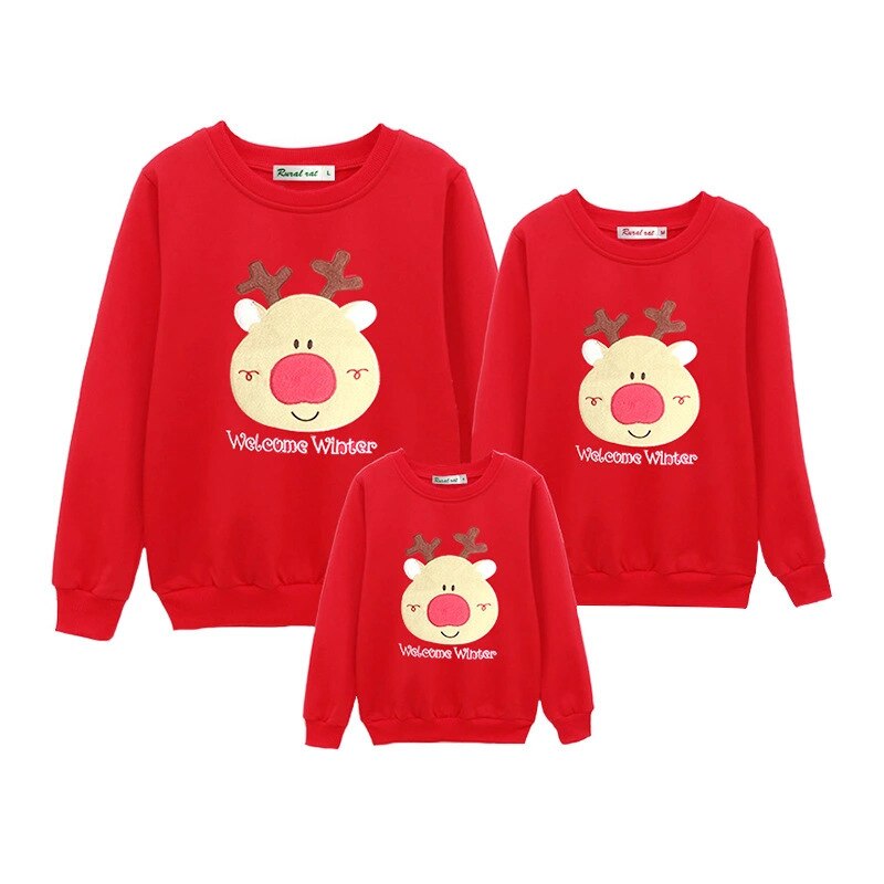 Cute Deer Pullover Tops Pants Sets Family Clothes