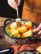 Retro Ceramic Handle Salad Bowl