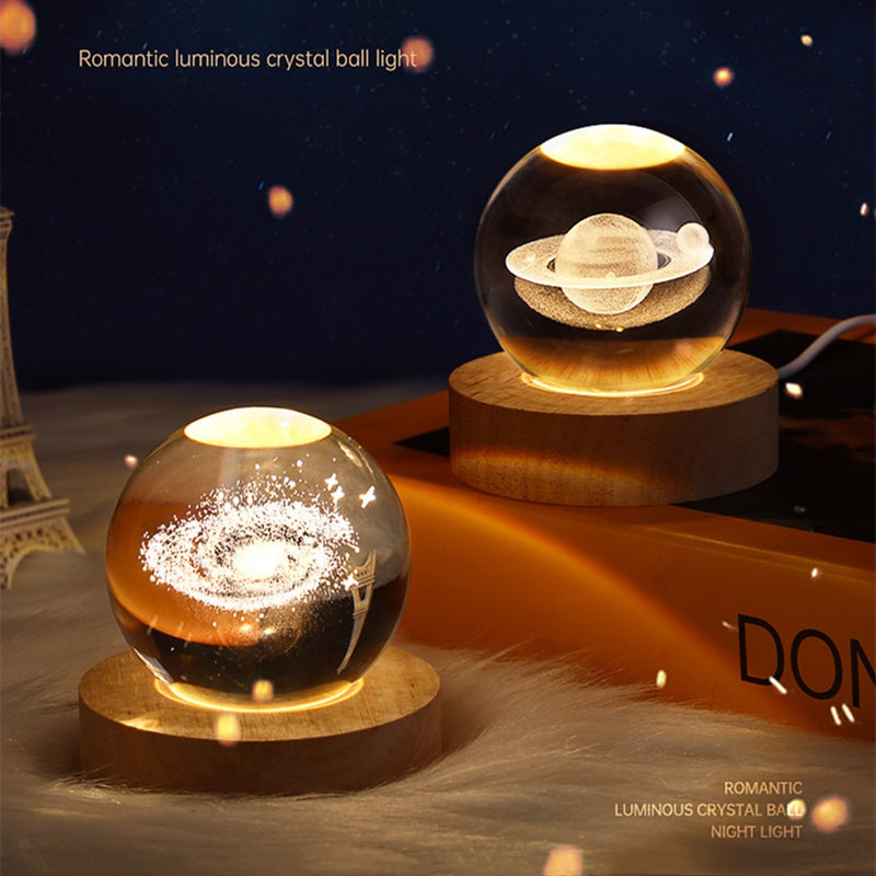 3D Laser Engraved Crystal Lamp Ball