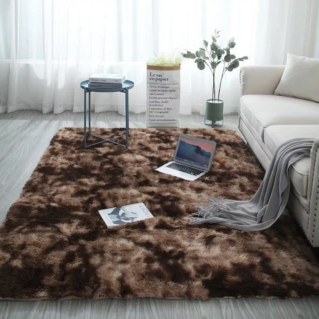 New Colorful Carpets Shaggy Carpet For Living Room Bedside Rugs Rainbow Color Soft Fluffy Plush carpet For Bedroom Home Decor