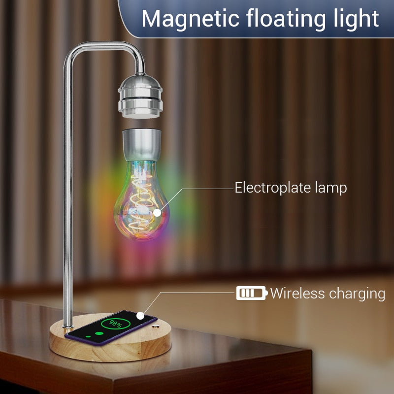 2 in 1 Magnetic Levitation Lamp and Wireless Charger for Phone