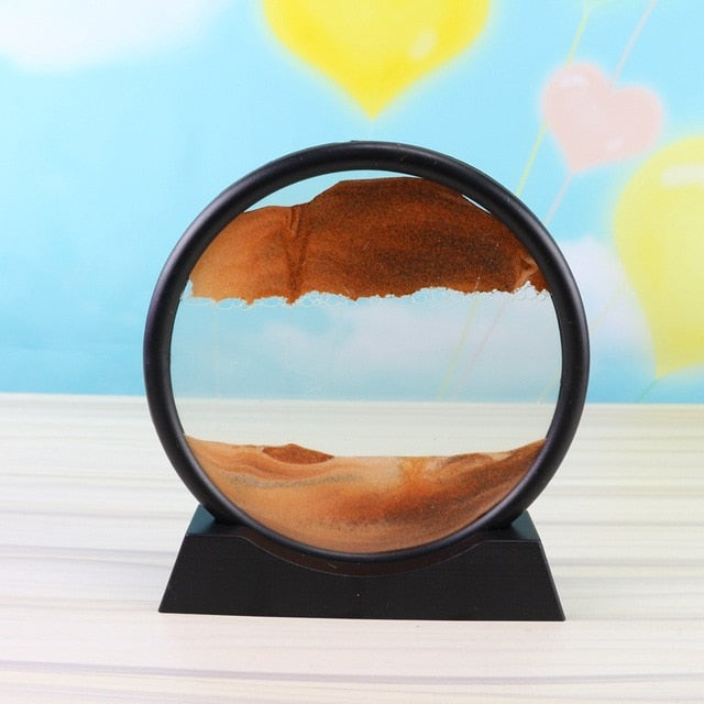 7/12inch Moving Sand Art Picture Round Glass 3D Sand Painting