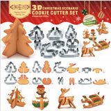 Cookie Cutter Dropshipping 8 Pcs 3D Christmas Scenario Stainless Steel Cookie Cutter Set Cake Biscuit Mould Fondant Cutter