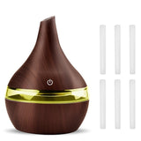 300ML USB Electric Humidifier Essential Aroma Oil Diffuser Ultrasonic Wood Grain Air Humidifier USB Mini Mist Maker LED Light