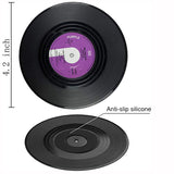 6pcs Vinyl Disk Coasters With Vinyl Record Player Holder