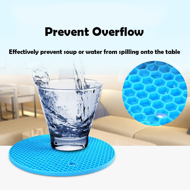 18/14cm Round Heat Resistant Silicone Mat Drink Cup Coasters