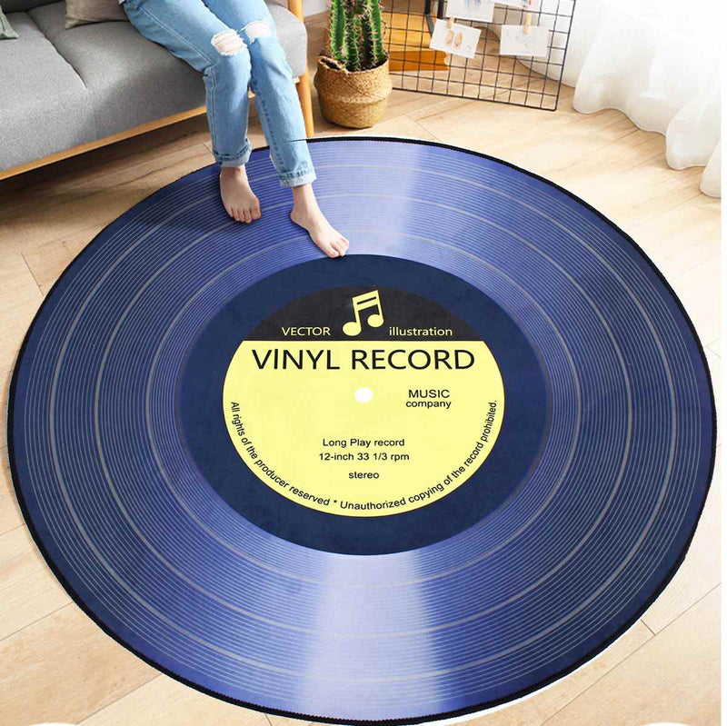 4 Types Round Carpet Rugs 3D Vinyl Record Printed Carpets Floor Mat For Bedroom Living Room Anti slip Home Decoration