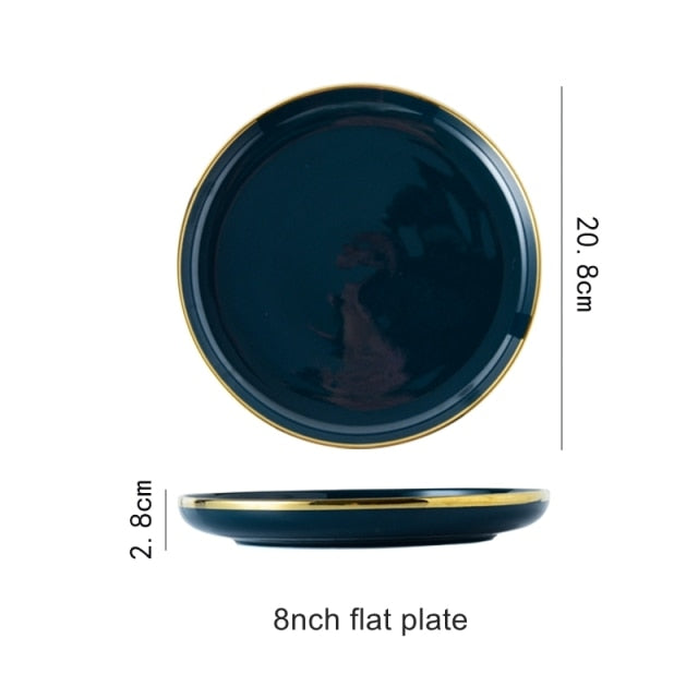 Luxury Blue & Gold Rim Dinner Plates