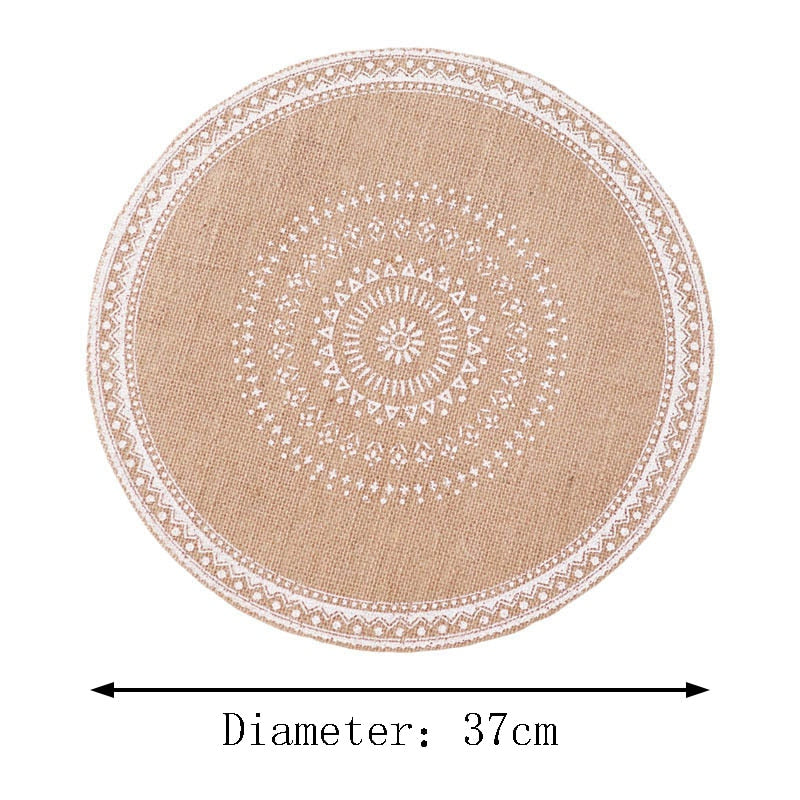 Round Embroidery Table Placemat Nordic Style Non-slip placemat Heat Insulation Furniture Decoration mat Coffee Cup Mats