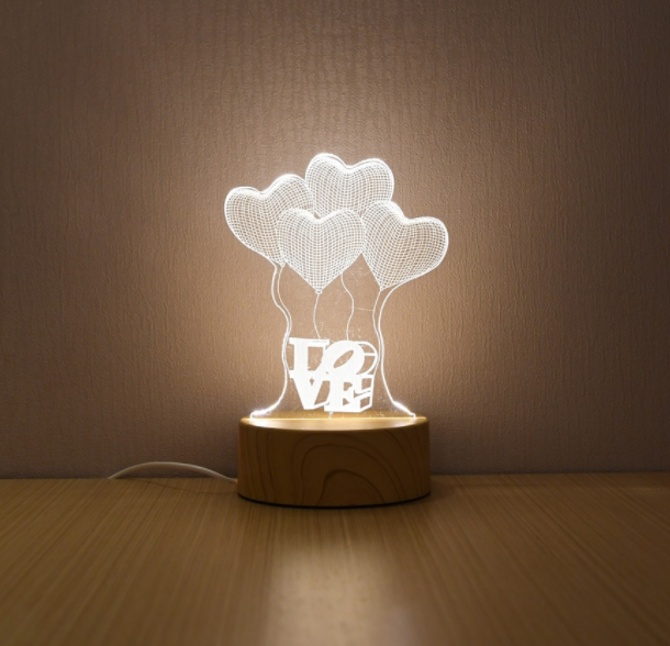 3D LED Lamp Creative Wood grain Night Lights Novelty Illusion Night Lamp 3D Illusion Table Lamp For Home Decorative