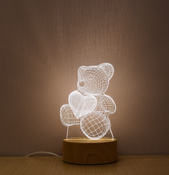 3D LED Lamp Creative Wood grain Night Lights Novelty Illusion Night Lamp 3D Illusion Table Lamp For Home Decorative