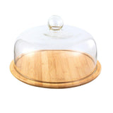 Lead-Free Food Grade Transparent Dustproof Cake Glass Cover Food Cover Cake Cover Fruit Glass Cover Bamboo Tray