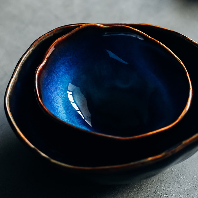 European Cat-Eye Blue Bowls