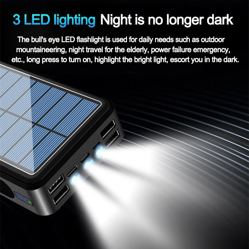 Wireless Solar Power Bank +3 LED (night) Light