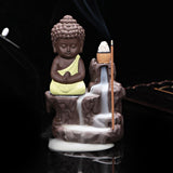 Little Monk Censer Creative Home Decor Small Buddha Incense Holder Backflow Incense Burner Use Home Office 50pcs Incense Cones