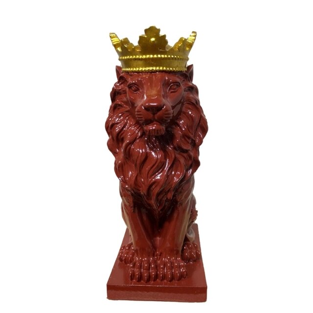 Abstract Crown Lion Sculpture Home Office Bar Male Lion Faith Resin Statue