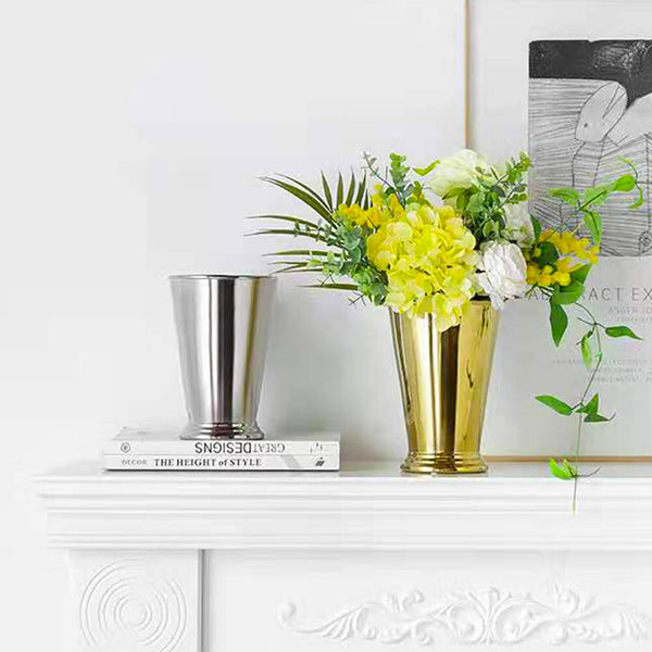 Modern Ceramic Golden Flower Vase Plant Pots Retro Nordic Home Decoration