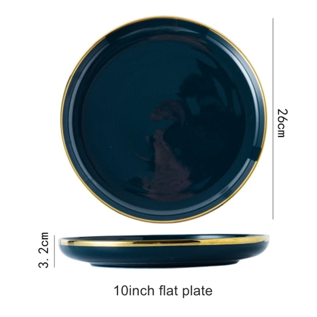 Luxury Blue & Gold Rim Dinner Plates