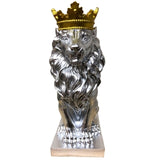 Abstract Crown Lion Sculpture Home Office Bar Male Lion Faith Resin Statue