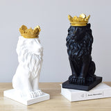 Abstract Crown Lion Sculpture Home Office Bar Male Lion Faith Resin Statue