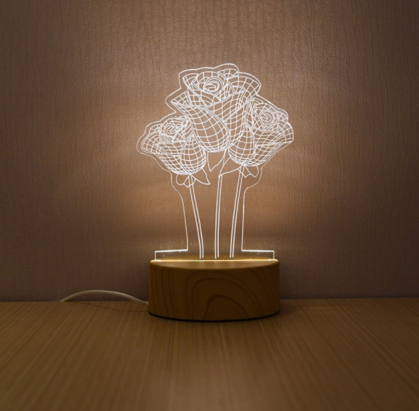 3D LED Lamp Creative Wood grain Night Lights Novelty Illusion Night Lamp 3D Illusion Table Lamp For Home Decorative