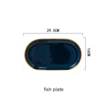 Luxury Blue & Gold Rim Dinner Plates