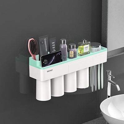 LEDFRE Toothpaste holder suction cup Wall Mounted Toothpaste Squeezer Holder Cleanser Storage Rack Bathroom Accessories Set