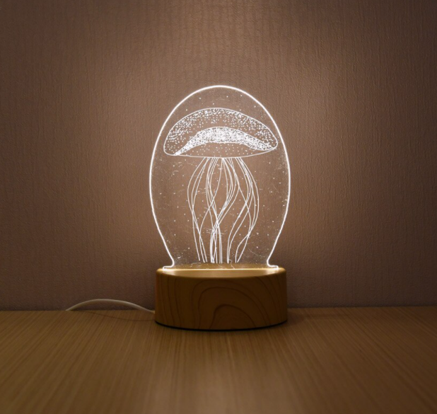 3D LED Lamp Creative Wood grain Night Lights Novelty Illusion Night Lamp 3D Illusion Table Lamp For Home Decorative