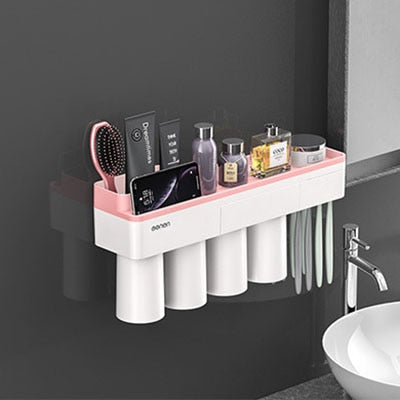 LEDFRE Toothpaste holder suction cup Wall Mounted Toothpaste Squeezer Holder Cleanser Storage Rack Bathroom Accessories Set