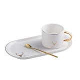 European Luxurious Gold Rim Coffee Cups And Saucers Spoon Sets