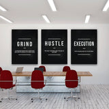 Grind Hustle  Execution Wall Art Canvas Prints Office Decor Motivational Modern Art Entrepreneur Motivation Painting Pictures