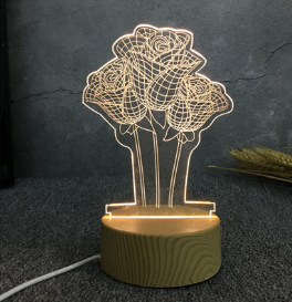 3D LED Lamp Creative Wood grain Night Lights Novelty Illusion Night Lamp 3D Illusion Table Lamp For Home Decorative