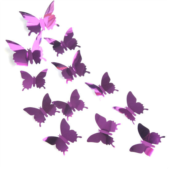 Hot 24pcs Mirror Wall Sticker Decal Butterflies 3D Mirror Wall Art Party Wedding Home Decors Butterfly fridge Wall Decal On Sale