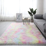 New Colorful Carpets Shaggy Carpet For Living Room Bedside Rugs Rainbow Color Soft Fluffy Plush carpet For Bedroom Home Decor