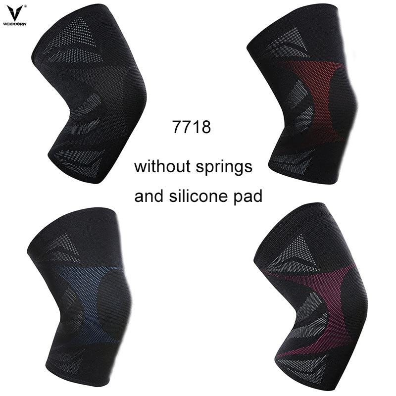 Veidoorn 1PCS Compression Knee Support Sleeve Protector Elastic Kneepad Brace Springs gym Sports basketball Volleyball Running